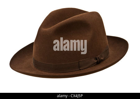 Vintage George Arthur Dunn (Dunn & Co) brown felt Trilby hat Stock Photo