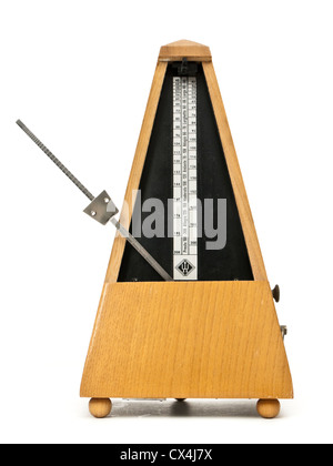 Vintage mechanical wooden pyramid metronome by Wittner of Germany Stock Photo