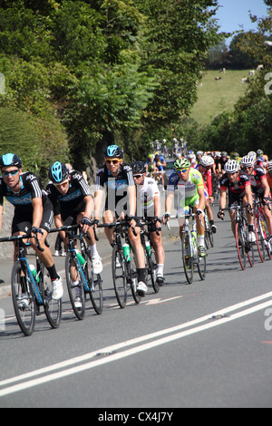Team Sky with 2011-12 World champion Mark Cavendish,Tour of Britain stage 7 in Devon. Stock Photo