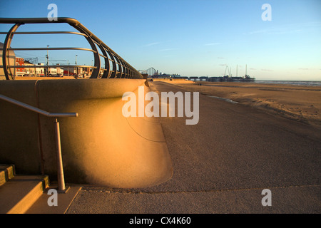 Sea wall, regenerated Blackpool Promenade, Lancashire, UK Stock Photo