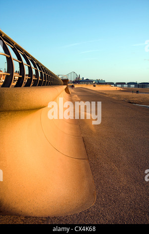 Sea wall, regenerated Blackpool Promenade, Lancashire, UK Stock Photo