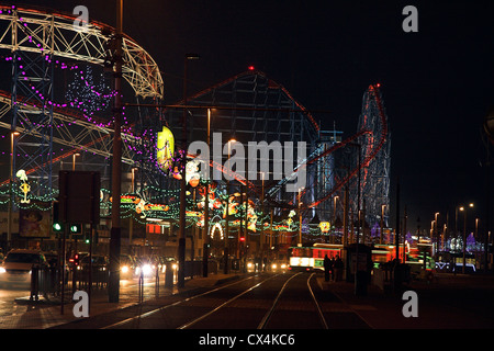 Blackpool Illuminations, celebrating 100 years of Illumination, with The Big One in the background, Blackpool, Lancashire, UK Stock Photo