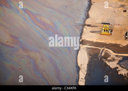 The tailings pond at the Syncrude mine north of Fort McMurray, Alberta, Canada. Stock Photo