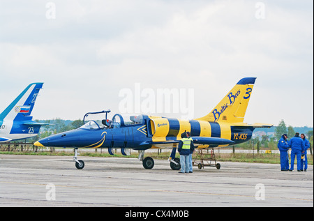 Jet aerobatic and training 'Baltic Bees'. Stock Photo