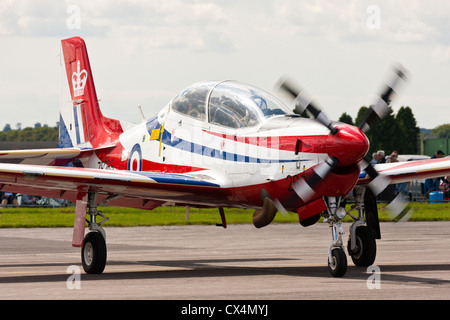 RAF Short Tucano T1 aircraft about to take to the sky at Best of British Show, Cotswold (Kemble EGBP) Airport. JMH6068 Stock Photo