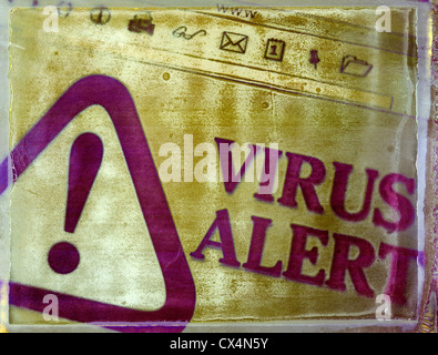 Virus Alert - Computer Screen. polaroid negative. ©mak Stock Photo
