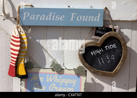 Beach cafe and shop in Steephill Cove, Isle of Wight. Stock Photo