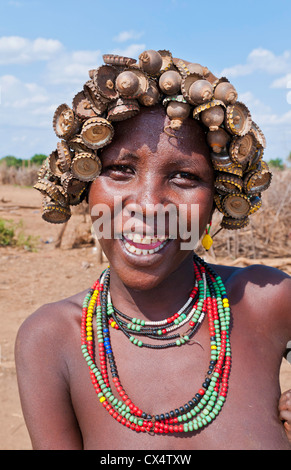 Dassnech Tribe in Omorate Ethiopia Africa Lower Omo Valley wife with