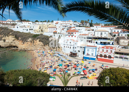 ALGARVE, PORTUGAL. A view of Praia do Carvoeiro town and beach. 2012. Stock Photo