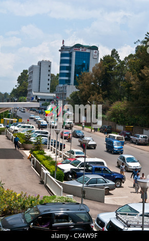 ETHIOPIA, Addis Ababa, buildings and traffic at Bole Road / AETHIOPIEN ...