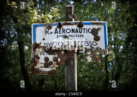 Italy, Lombardy, Varese province, Lonate Pozzolo, Via Gaggio historical road, old signs Italian Air Force Stock Photo