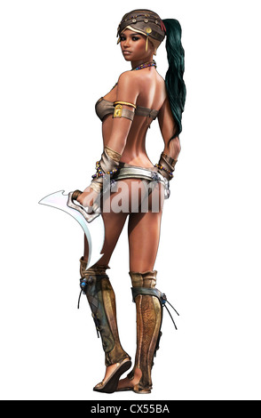 portrait of a female Amazon warrior in fantasy style Stock Photo