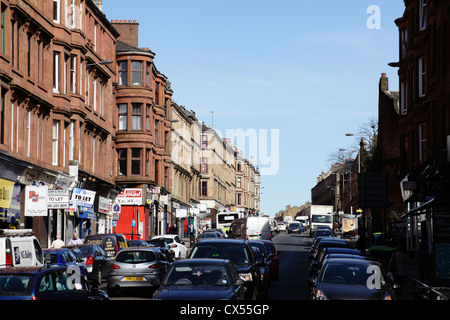 View looking North along Byres Road from Partick Cross in the West End of Glasgow, Scotland, UK Stock Photo