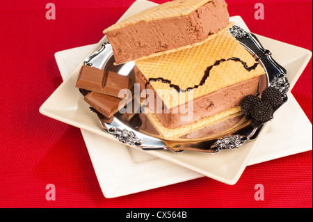 Crunchy ice cream sandwich, a tempting dssert Stock Photo