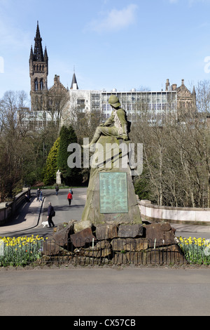 Memorial to the Highland Light Infantry who fell in the South African War, Kelvingrove Park, West End of Glasgow, Scotland, UK Stock Photo