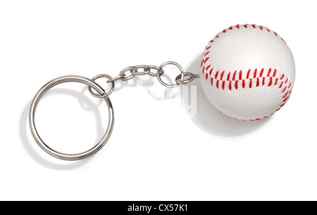 baseball keychain photographed on a white background Stock Photo