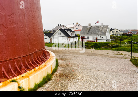 Norway, Vesteraalen. Andøya is the northernmost island in the archipelago of Vesterålen. The red lighthouse at Andenes. Stock Photo