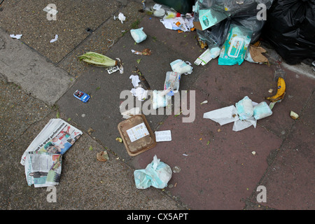 Nappies, waste and general rubbish on the streets of Brighton, East Sussex, UK. Stock Photo