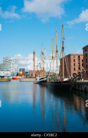 Tall ships in the Albert Dock, Liverpool, UK Stock Photo