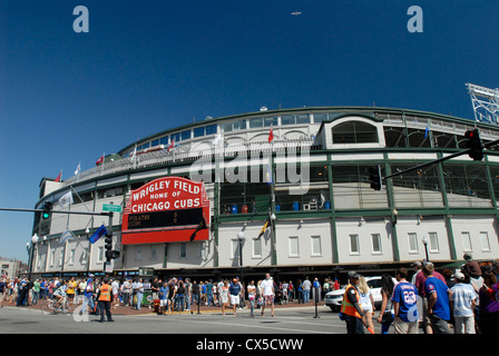 Wrigley Field baseball stadium in Chicago, Illinois. Home of the Chicago Cubs baseball team. Stock Photo