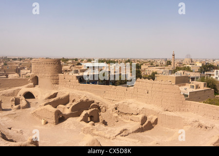 The ruins of the Narein castle(Narin Qal'eh) in the Meybod desert city, Yazd province in the center of Iran Stock Photo