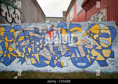 Colorful graffiti on the wall, Reykjavík, Iceland, Europe Stock Photo