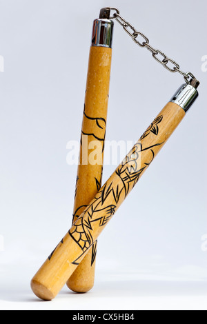 nunchaku, traditional oriental martial arts weapon Stock Photo