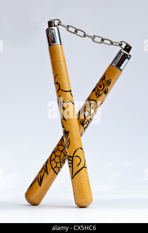 nunchaku, traditional oriental martial arts weapon Stock Photo