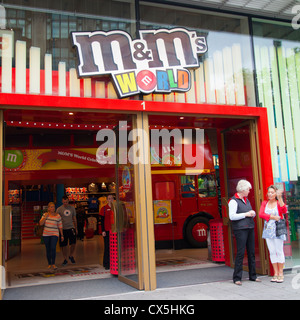 M&M World in Leicester Square at Swiss Court Building - London UK Stock Photo