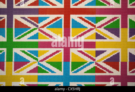 M&Ms laid out in Union Jack design at M&M World in Leicester Square - London UK Stock Photo