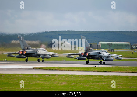 Panavia GR4 Tornados with afterburners lit for maximum thrust at take off.  SCO 8500 Stock Photo
