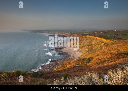 Widemouth Bay on the North Cornwall coastline in south west Britain. Stock Photo