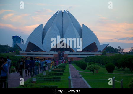 View of the Lotus temple at night, Delhi, India Stock Photo