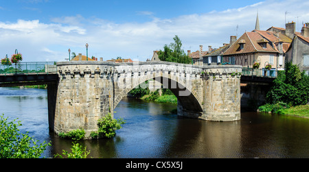 Bridge over the river Gartempe at Montmorillon, France Stock Photo