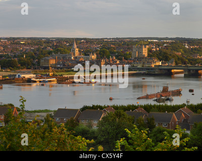 Rochester, Kent. Evening view across the river Medway Stock Photo