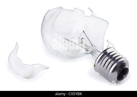 Broken light bulb isolated on white Stock Photo