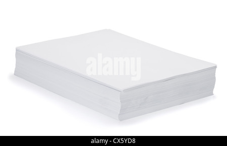 Stack of blank paper sheets isolated on white Stock Photo