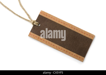 Empty brown paper tag isolated on whiteon white Stock Photo