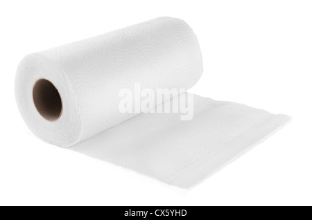 Roll of paper kitchen towels isolated on white Stock Photo