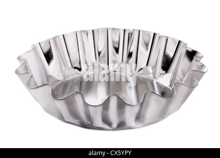 Empty metal cake mold isolated on white Stock Photo