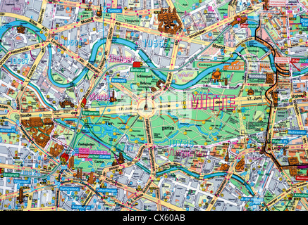 Close up of a map of Berlin city centre, Germany Stock Photo
