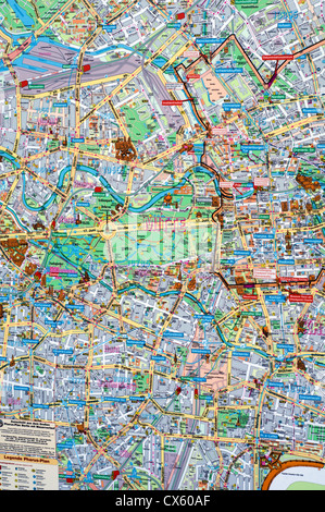 Detail of a map of Berlin city centre in Germany Stock Photo