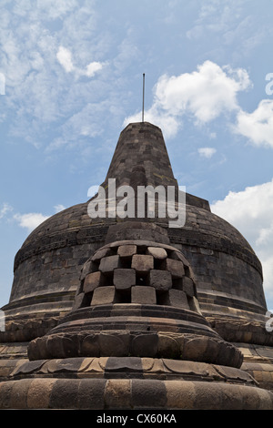 The main Stupa of the Buddhist Temple Borobudur in Indonesia Stock Photo