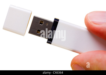 Close up of a USB flash memory isolated on white Stock Photo