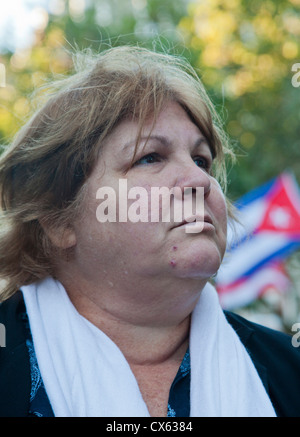 Dr. Aleida Guevara, daughter of famous revolutionary Che Guevara, at a rally in London, UK Stock Photo