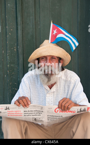 Portrait of a Local Cuban Man, Calle Mercaderes, Habana Vieja, Havana, Cuba, Caribbean Stock Photo