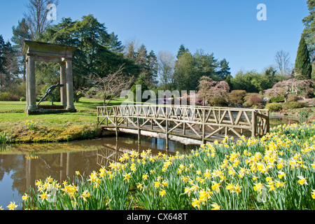 The Temple Garden in Spring, Cholmondeley Castle, Cholmondeley, Cheshire, England, UK Stock Photo