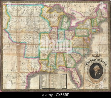 1835 Webster Map of the United States Stock Photo