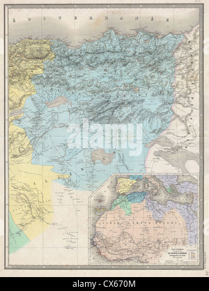 1857 Dufour Map of Constantine, Algeria Stock Photo