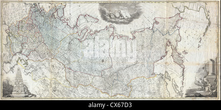 1787 Wall Map of the Russian Empire Stock Photo